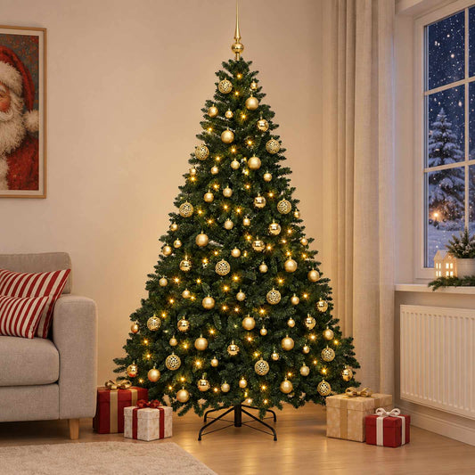Artificial Christmas Tree Dark Green with Baubles 240 cm
