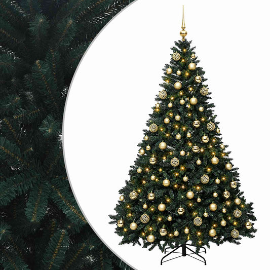 Artificial Christmas Tree Dark Green with Baubles 240 cm