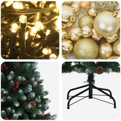 Artificial Christmas Tree Green with Baubles 180 cm 300 LEDs