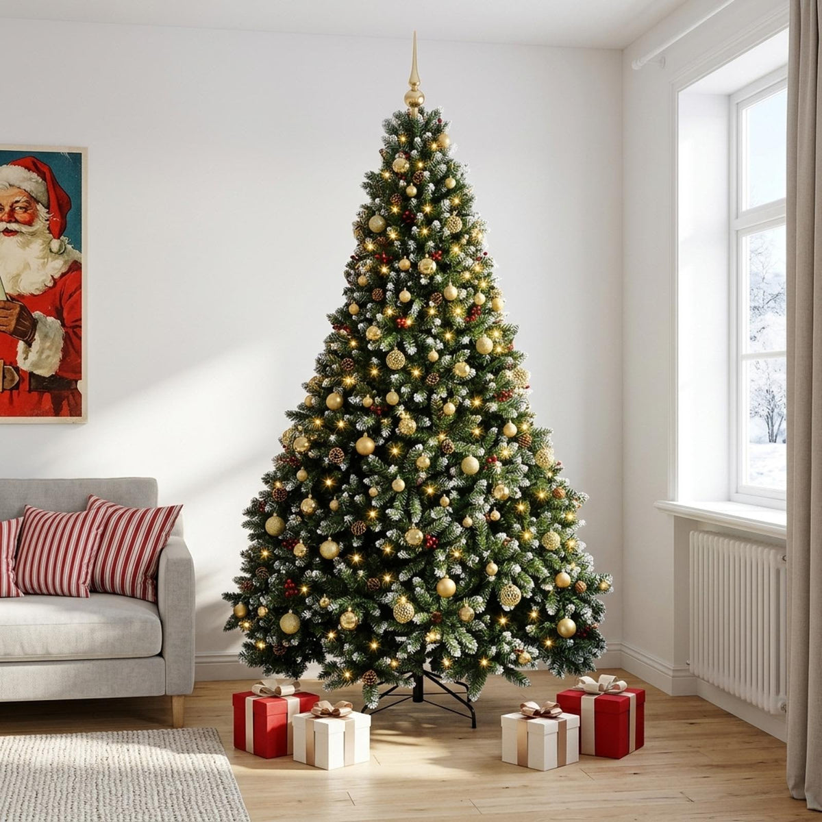 Artificial Christmas Tree Green with Baubles 240 cm 300 LEDs