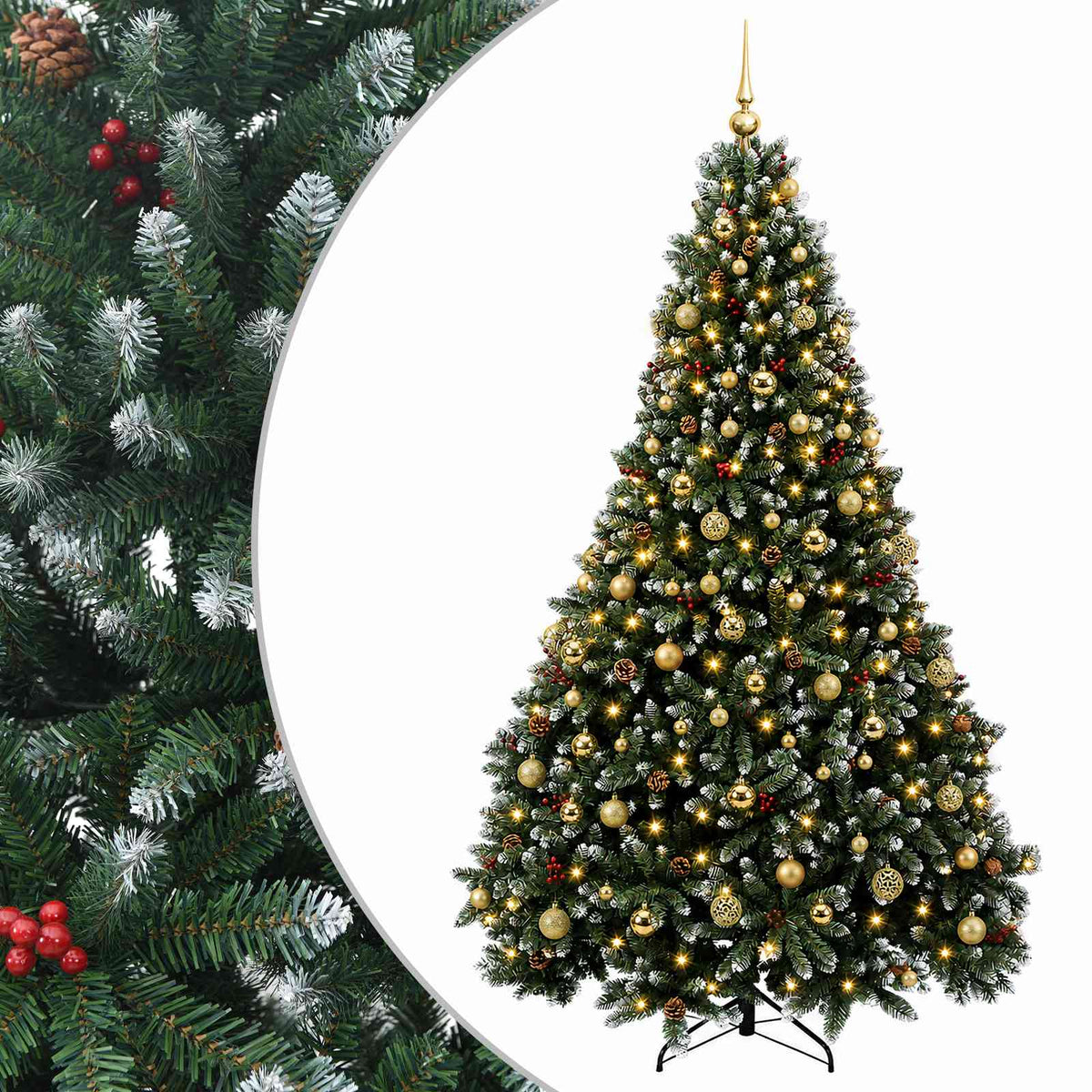 Artificial Christmas Tree Green with Baubles 240 cm 300 LEDs