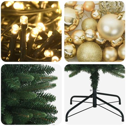 Artificial Slim Christmas Tree with Bauble 180 cm 300 LEDs