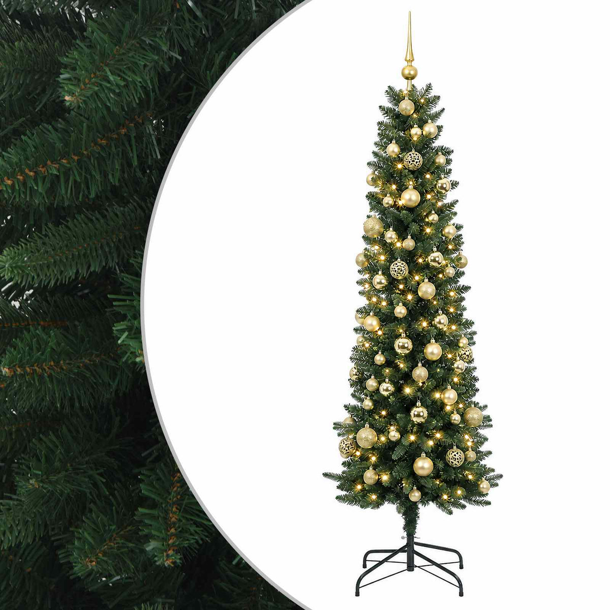 Artificial Slim Christmas Tree with Bauble 180 cm 300 LEDs