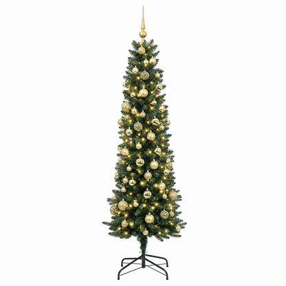 Artificial Slim Christmas Tree with Bauble 180 cm 300 LEDs