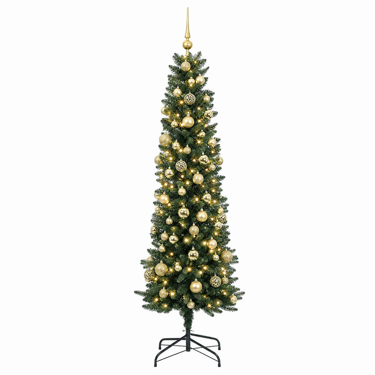 Artificial Slim Christmas Tree with Bauble 210 cm 300 LEDs