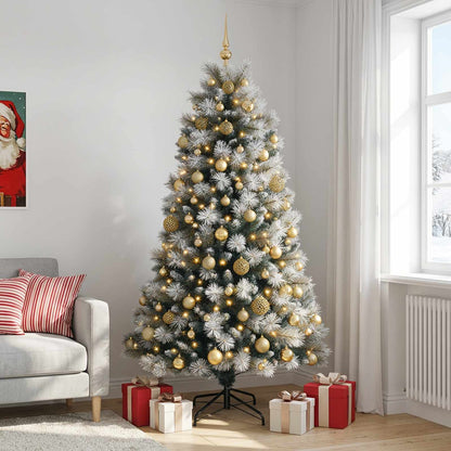 Artificial Hinged Christmas Tree with Baubles 210 cm 300 LEDs