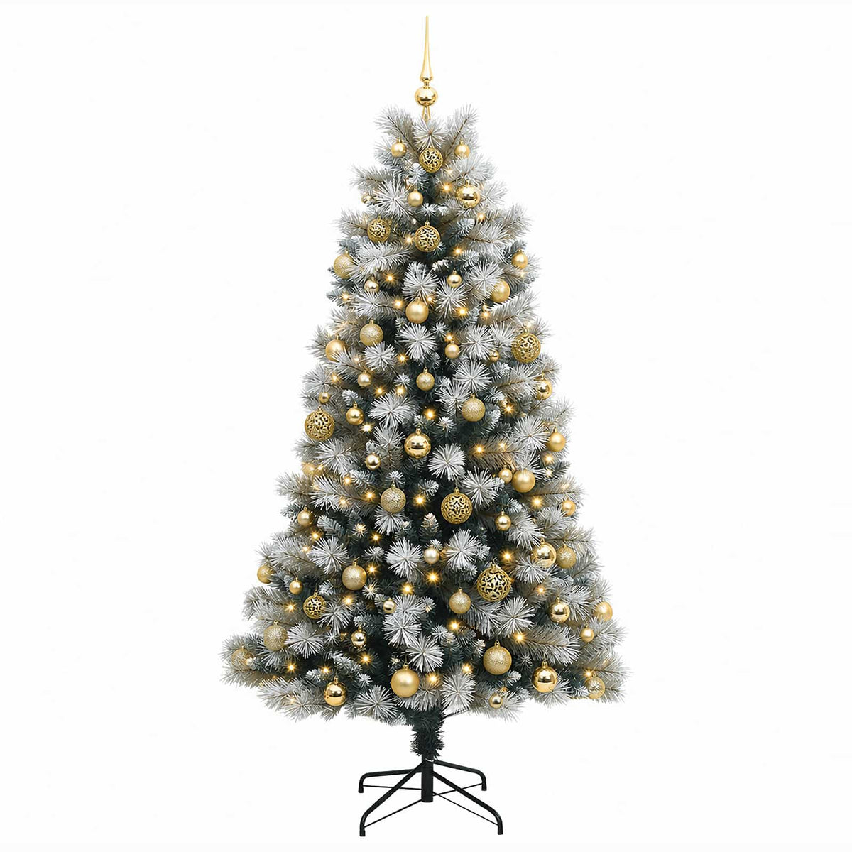 Artificial Hinged Christmas Tree with Baubles 210 cm 300 LEDs