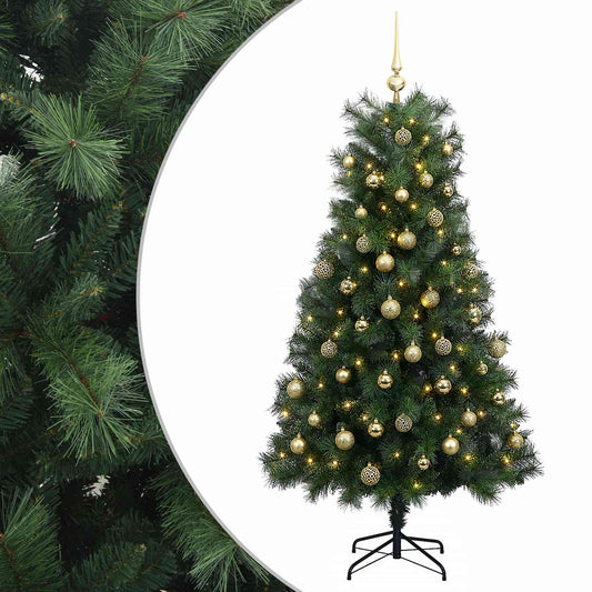 Artificial Hinged Christmas Tree with Baubles 180 cm 300 LEDs