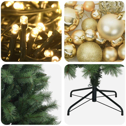 Artificial Hinged Christmas Tree with Baubles 240 cm 300 LEDs