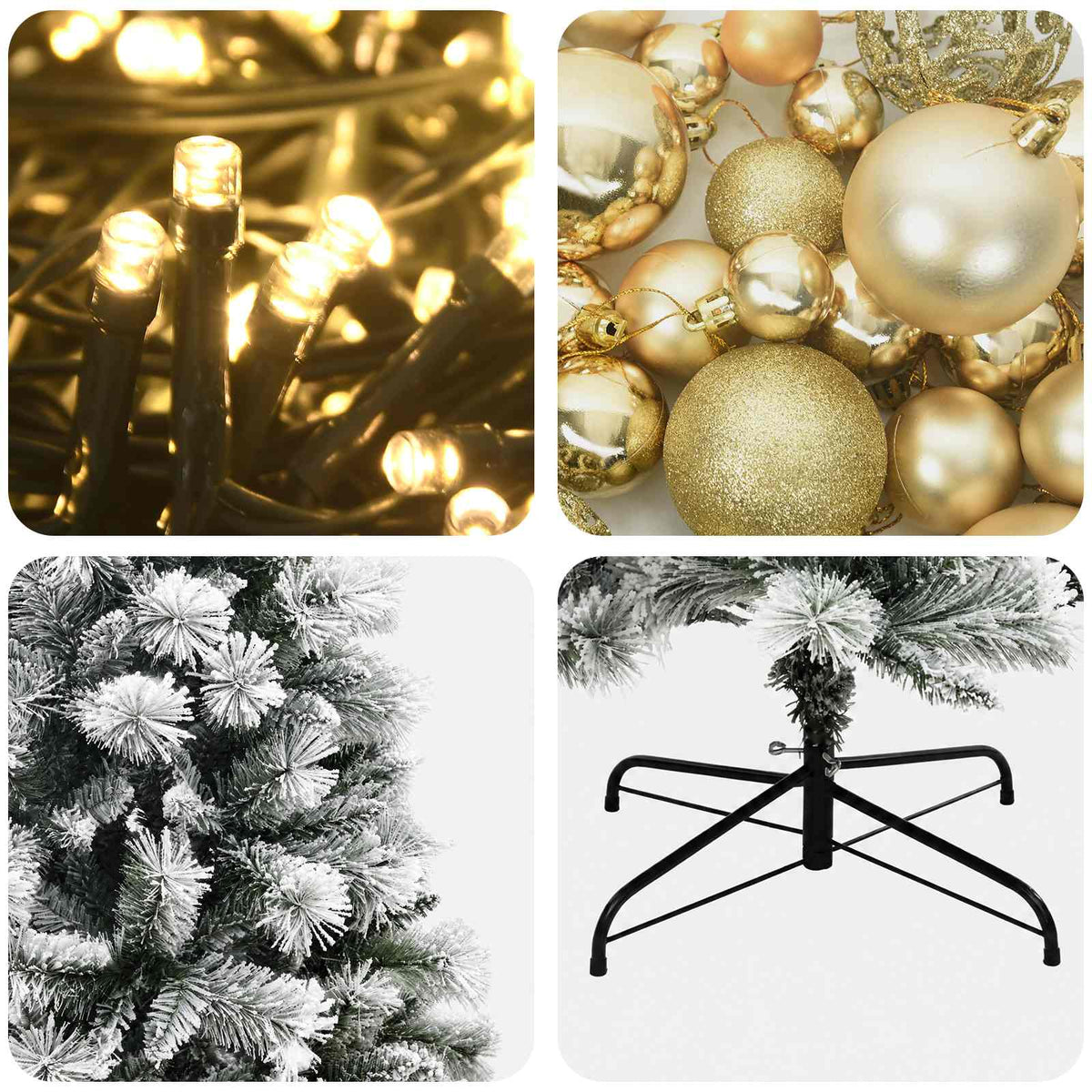Artificial Hinged Christmas Tree with Baubles 210 cm 300 LEDs