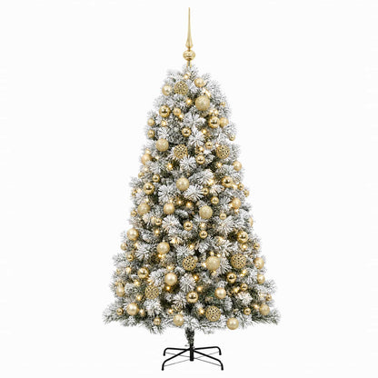 Artificial Hinged Christmas Tree with Baubles 210 cm 300 LEDs