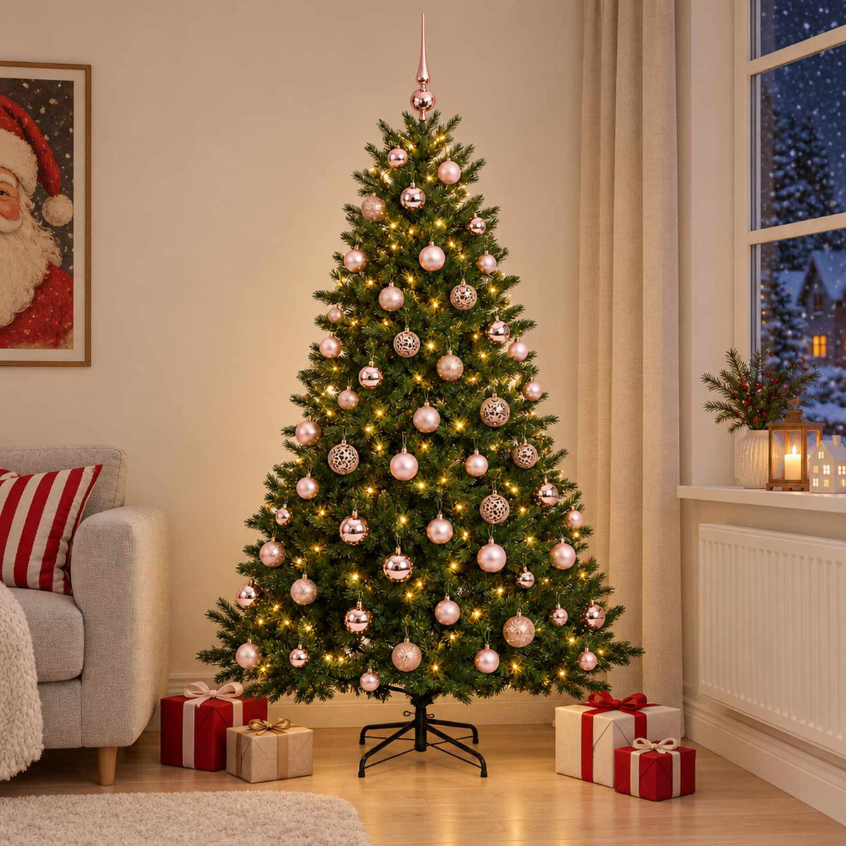 Artificial Christmas Tree with Bauble 210 cm 300 LEDs