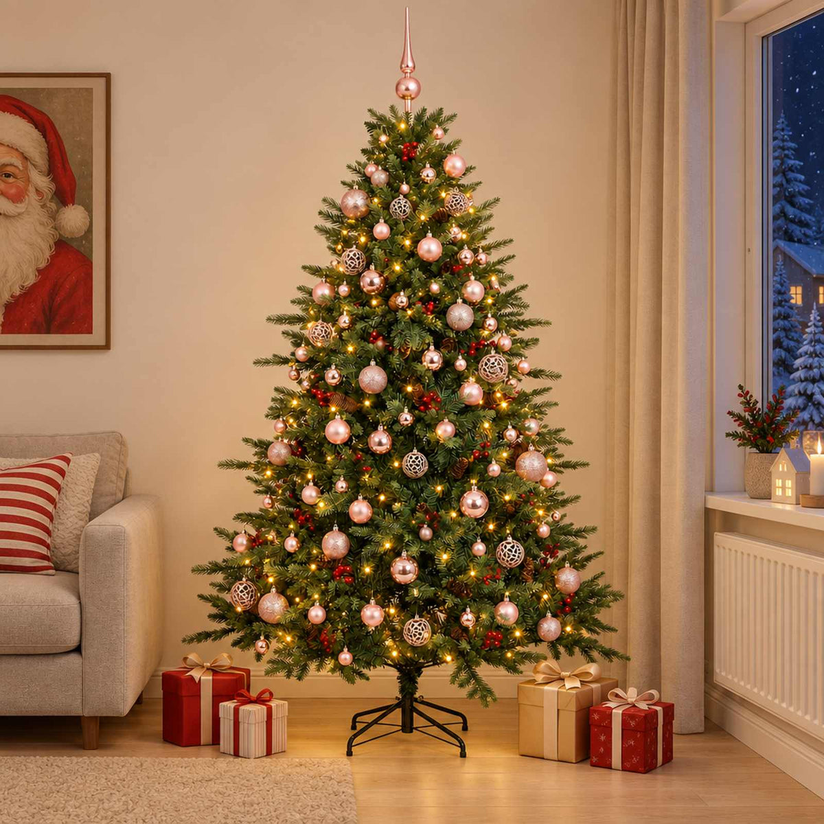 Artificial Christmas Tree with Bauble 210 cm 300 LEDs