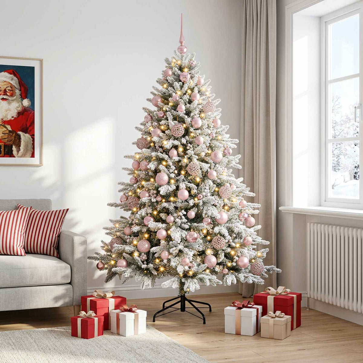 Artificial Christmas Tree with Bauble 210 cm 300 LEDs