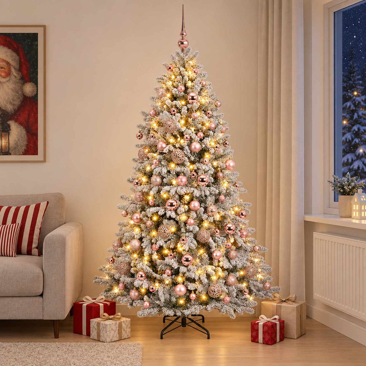 Artificial Christmas Tree with Bauble 210 cm 300 LEDs