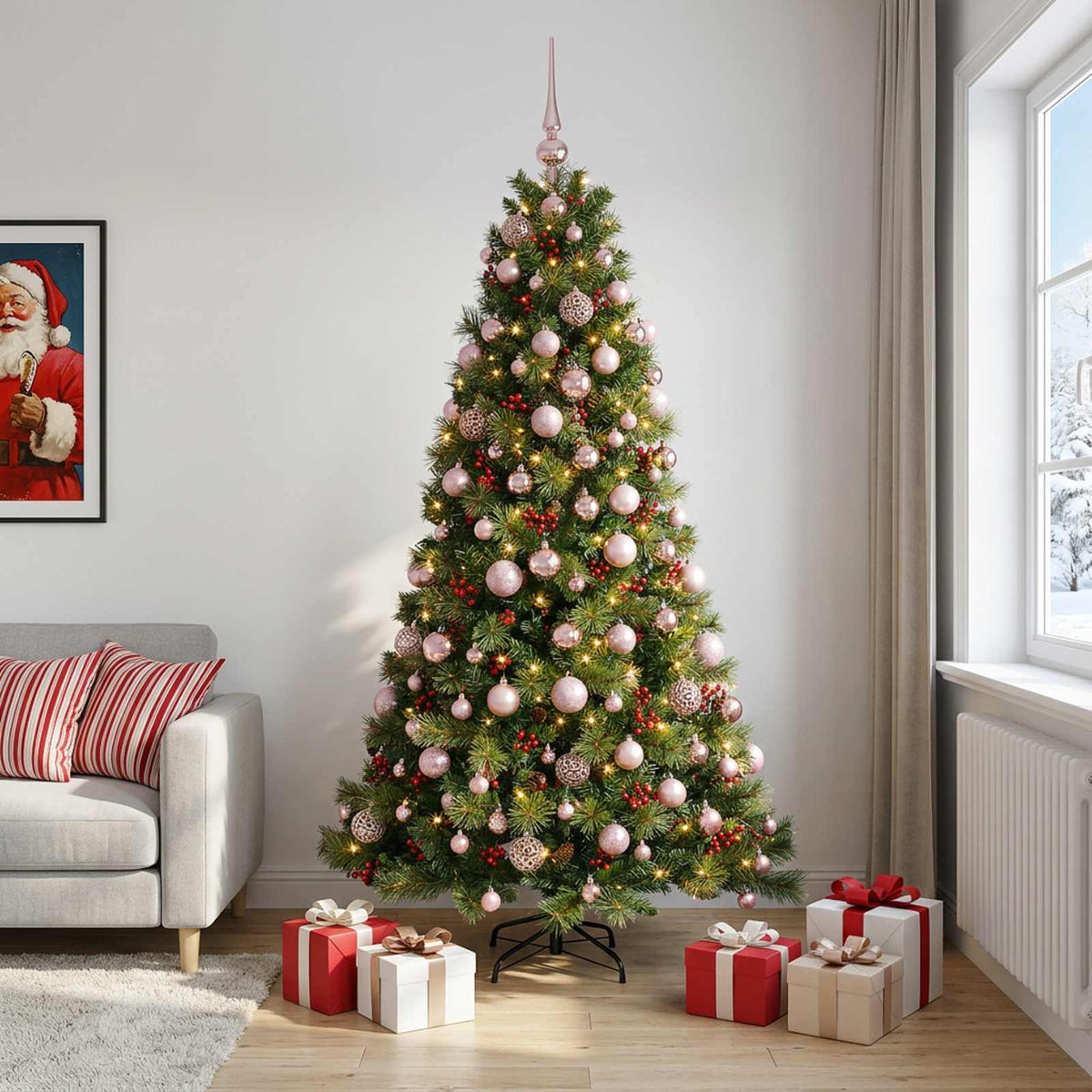 Artificial Christmas Tree with Bauble 180 cm 300 LEDs