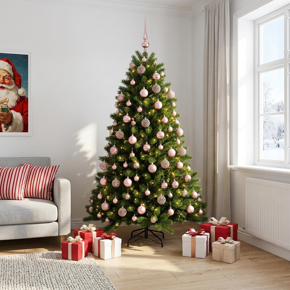 Artificial Christmas Tree with Bauble 210 cm 300 LEDs