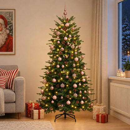 Artificial Hinged Christmas Tree 180 cm 300 LEDs Warm White