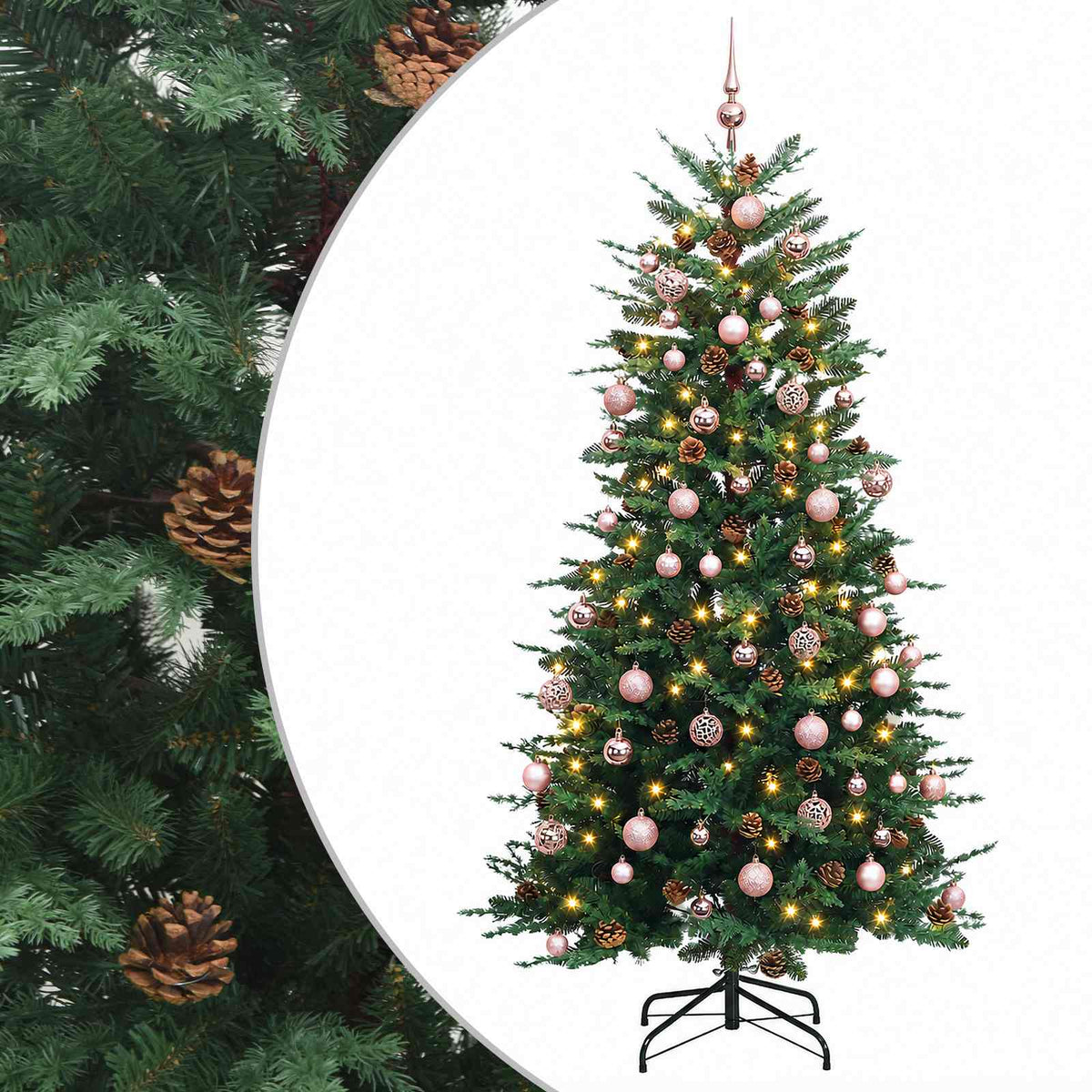 Artificial Hinged Christmas Tree 180 cm 300 LEDs Warm White