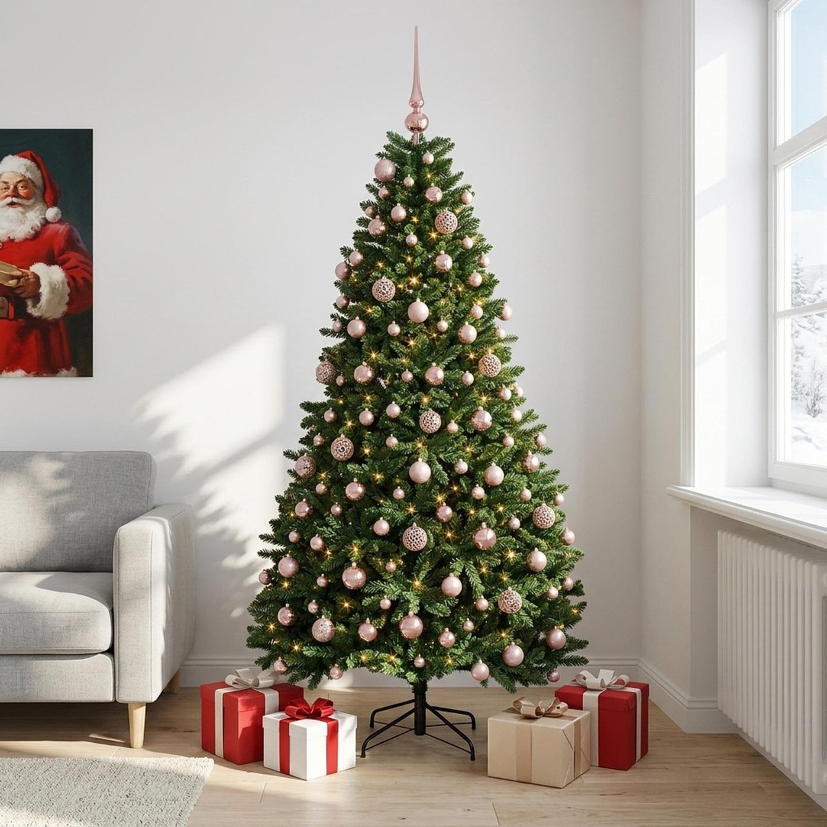 Artificial Christmas Tree Mid-green with Bauble 240 cm 300 LEDs