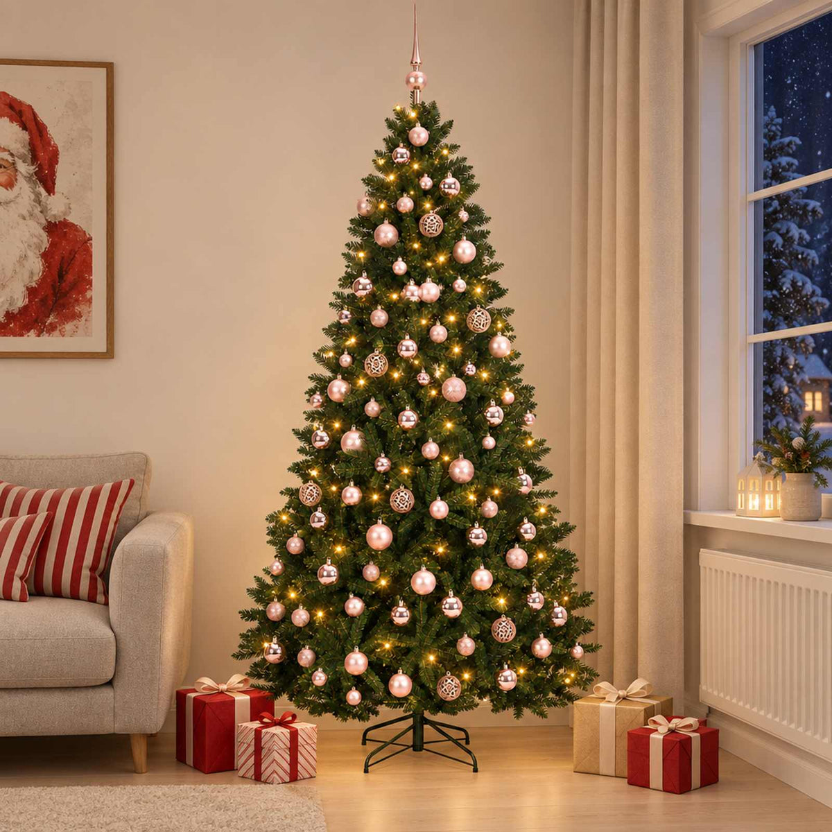 Artificial Christmas Tree Dark Green with Bauble 240 cm