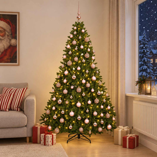 Light Green Artificial Christmas Tree with Bauble 210 cm