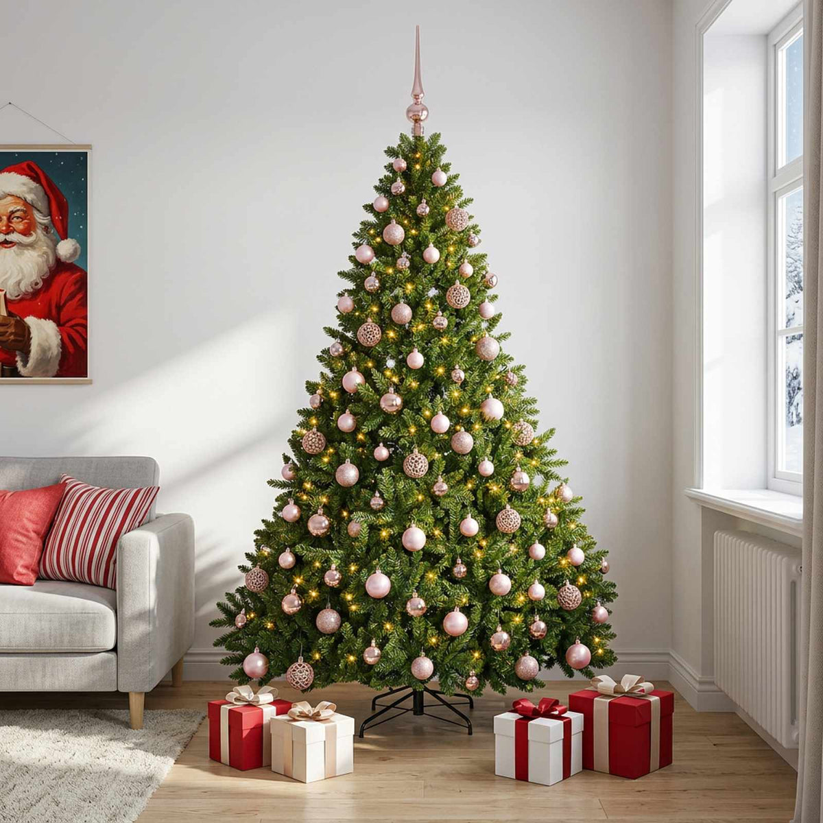 Light Green Artificial Christmas Tree with Bauble 210 cm