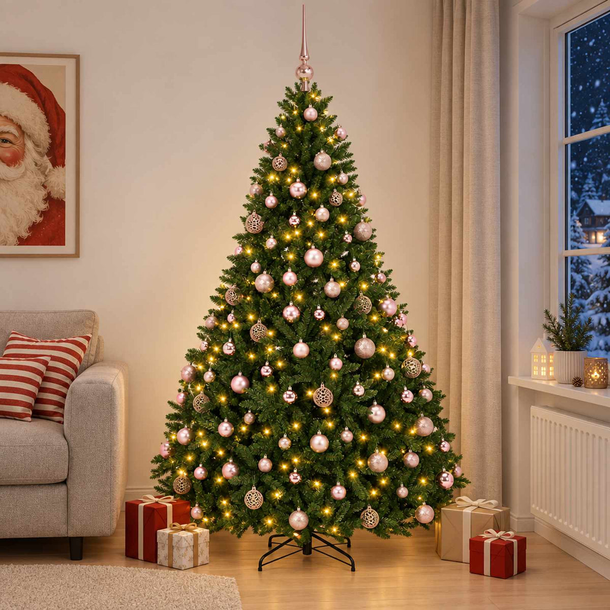 Artificial Christmas Tree Mid-green with Ornament 240 cm
