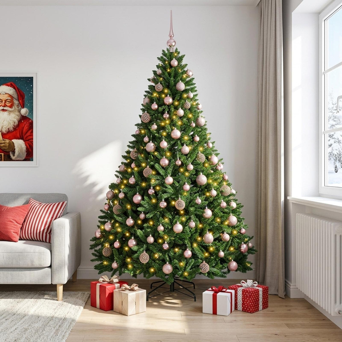 Artificial Christmas Tree Mid-green with Ornament 240 cm