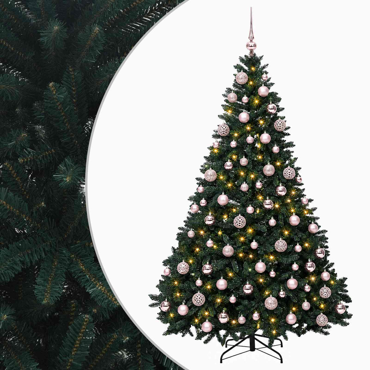 Artificial Christmas Tree Dark Green with Baubles 180 cm