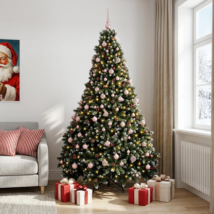 Artificial Christmas Tree, Green, with Baubles 240 cm 300 LEDs