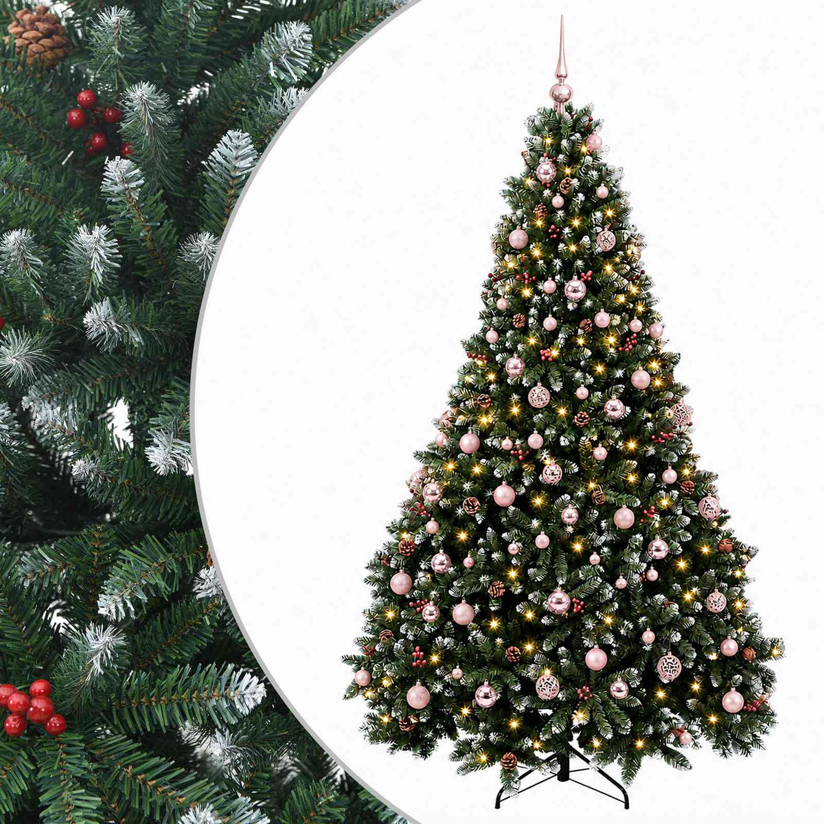 Artificial Christmas Tree, Green, with Baubles 240 cm 300 LEDs