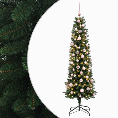 Artificial Slim Christmas Tree with Bauble 180 cm 300 LEDs