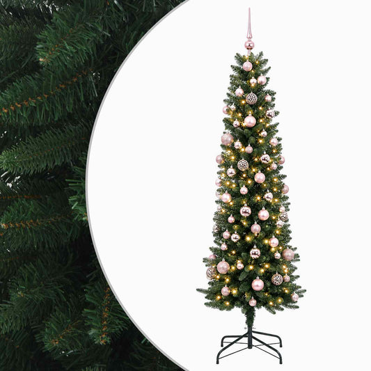 Artificial Slim Christmas Tree with Bauble 180 cm 300 LEDs