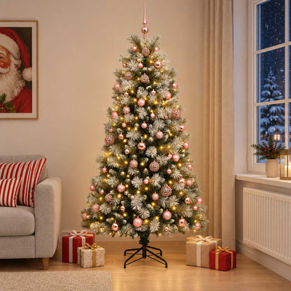 Artificial Hinged Christmas Tree with Baubles 240 cm 300 LEDs