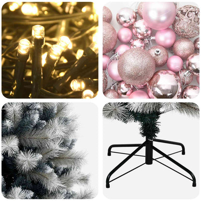 Artificial Hinged Christmas Tree with Baubles 180 cm 300 LEDs