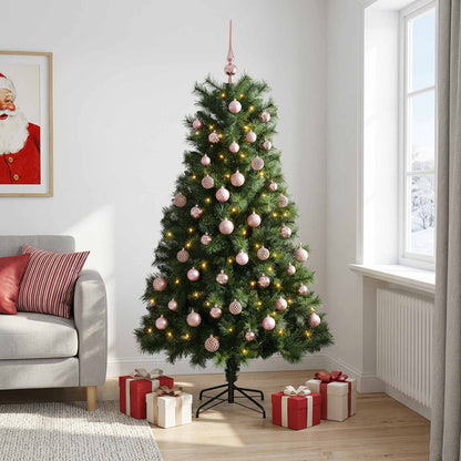 Artificial Hinged Christmas Tree with Baubles 210 cm 300 LEDs