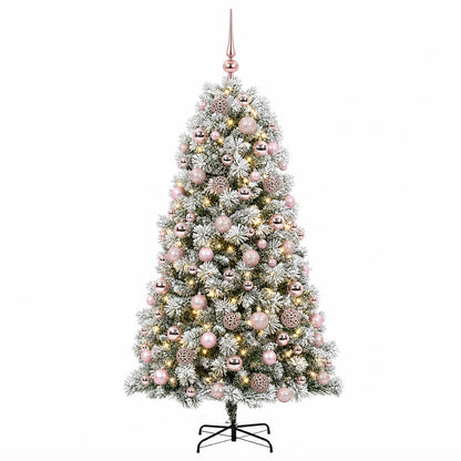 Artificial Hinged Christmas Tree with Baubles 180 cm 300 LEDs