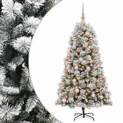 Artificial Hinged Christmas Tree with Baubles 210 cm 300 LEDs