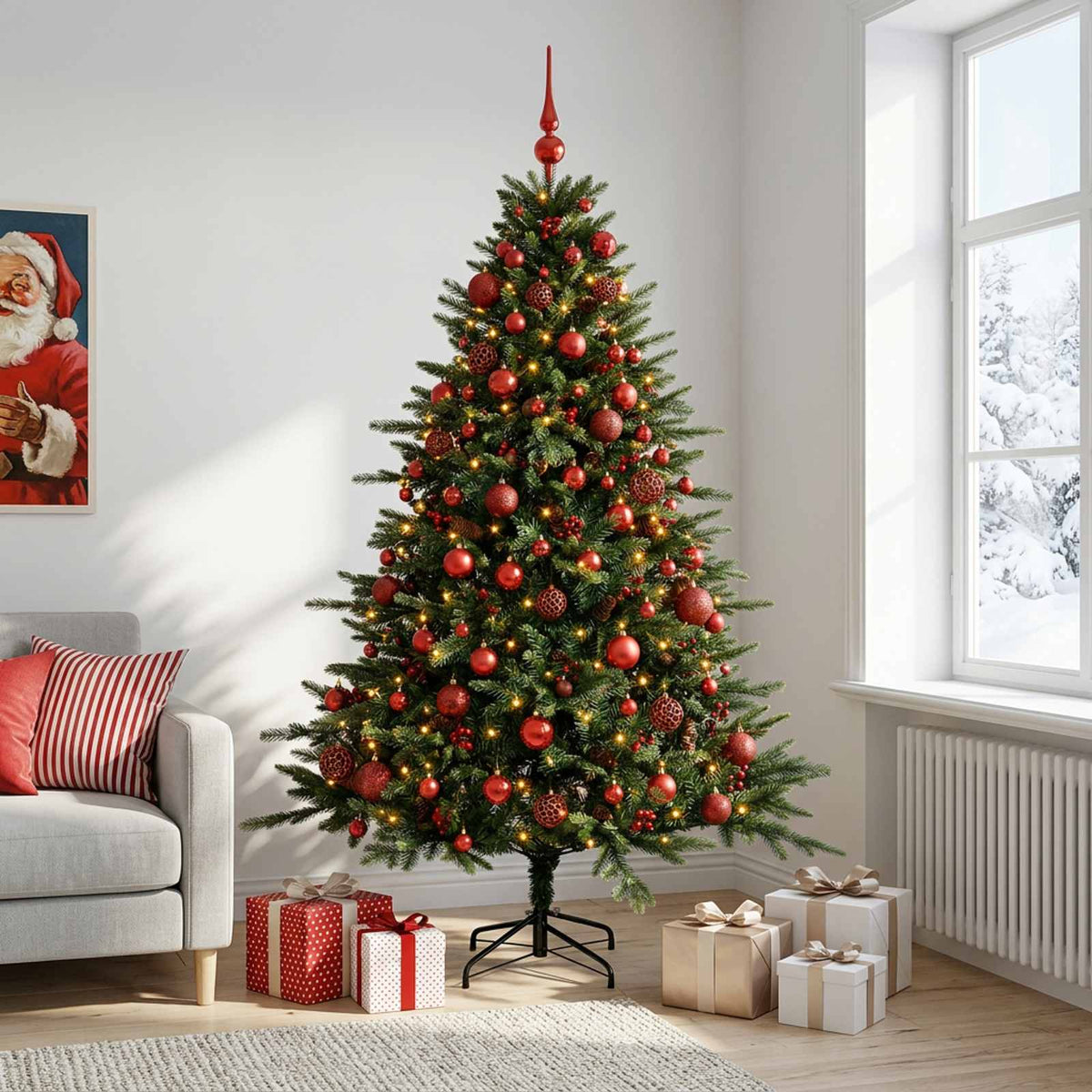 Artificial Christmas Tree with Bauble 210 cm 300 LEDs