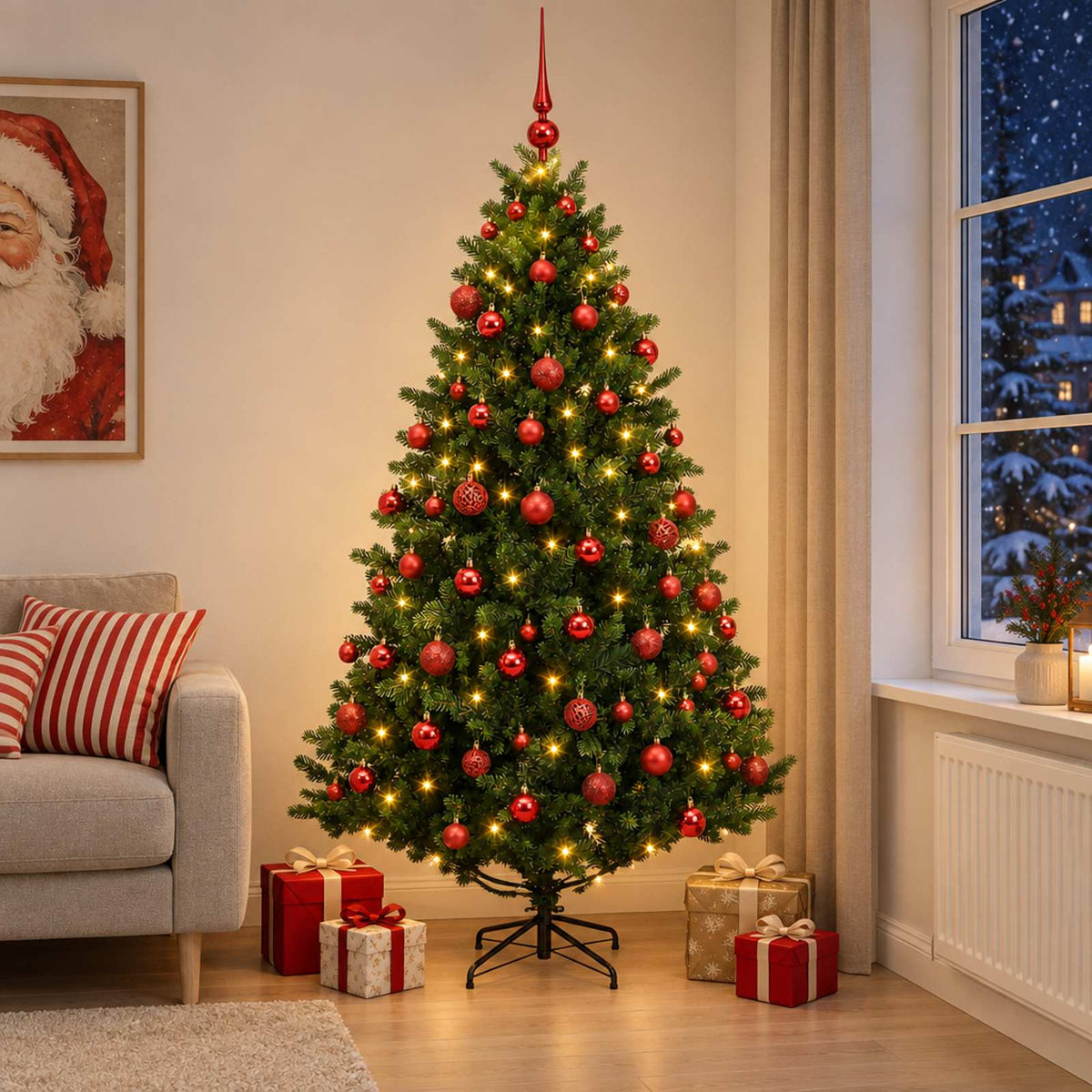 Artificial Christmas Tree with Bauble 210 cm 300 LEDs