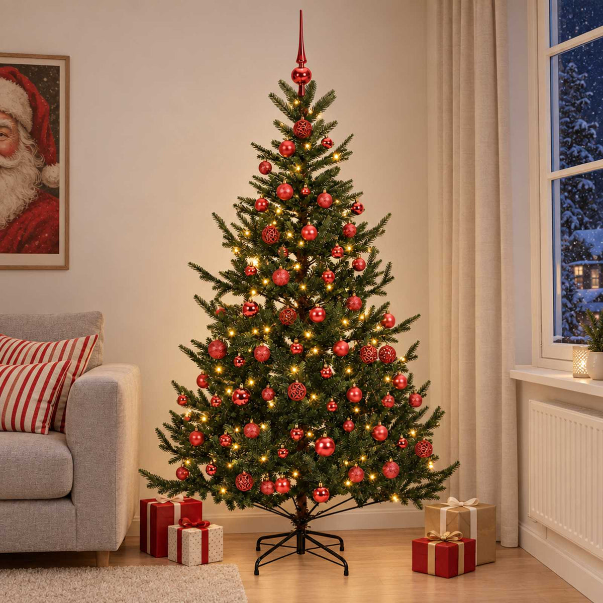 Artificial Christmas Tree with Bauble 180 cm 300 LEDs