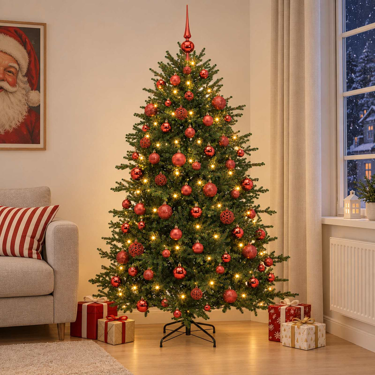 Artificial Christmas Tree with Bauble 180 cm 300 LEDs