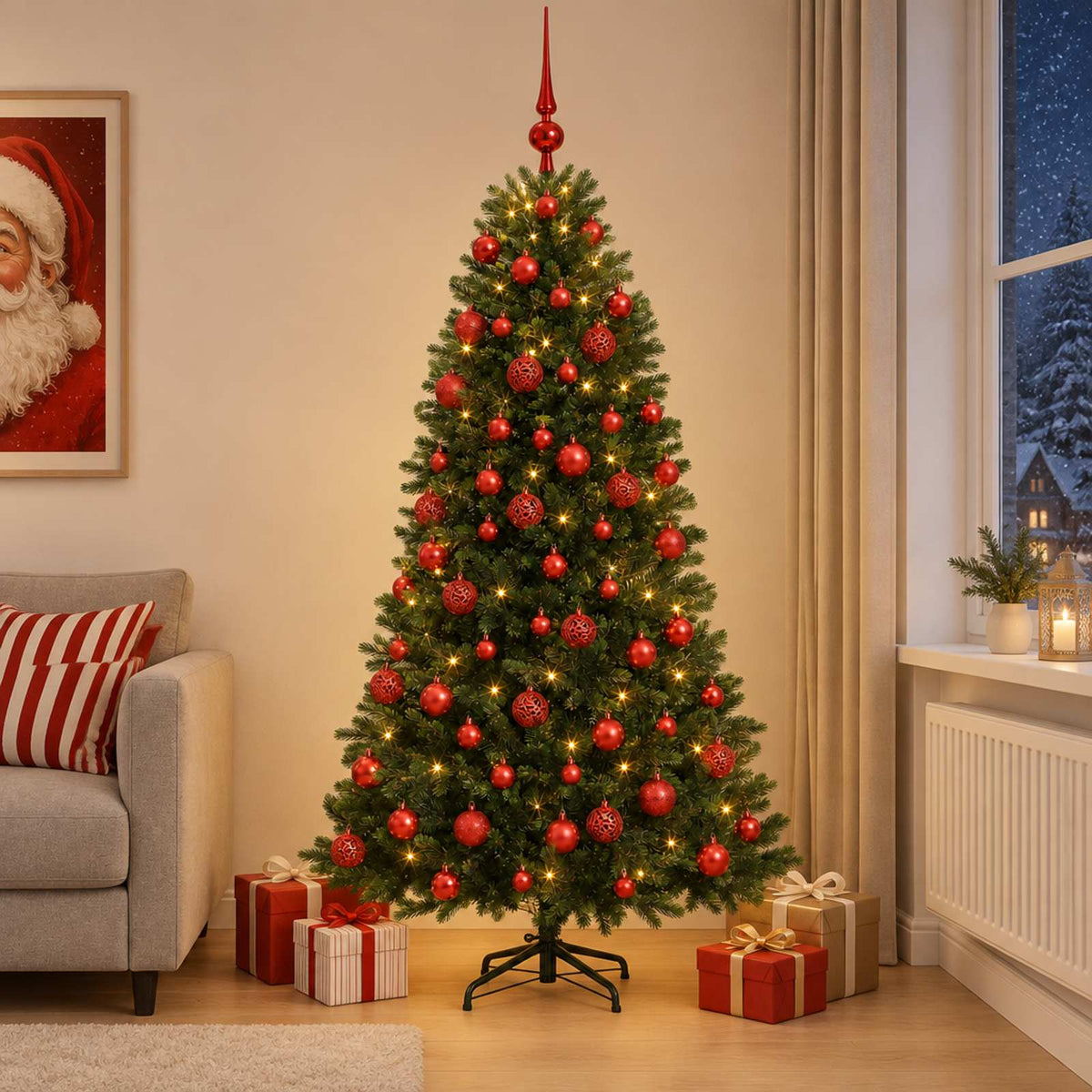 Artificial Christmas Tree with Bauble 180 cm 300 LEDs