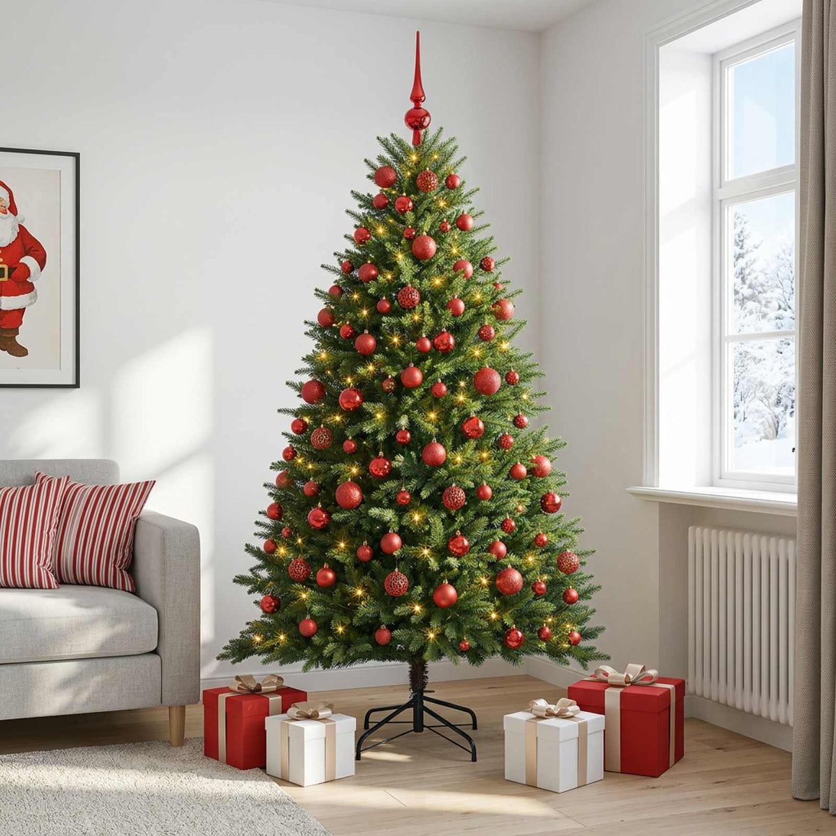 Artificial Christmas Tree with Bauble 210 cm 300 LEDs