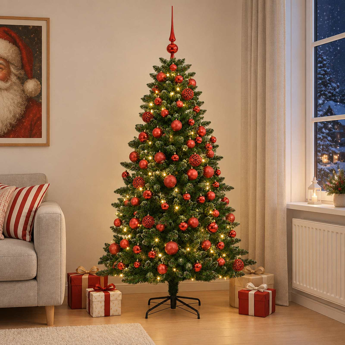 Artificial Christmas Tree with Bauble 180 cm 300 LEDs