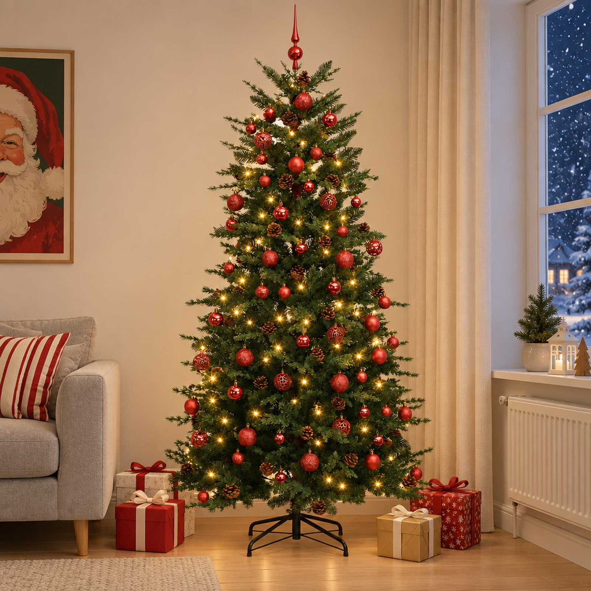 Artificial Hinged Christmas Tree 240 cm 300 LEDs Warm White