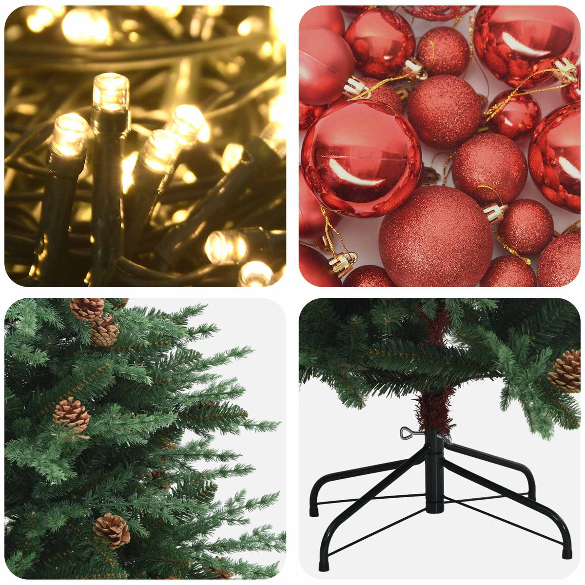 Artificial Hinged Christmas Tree 240 cm 300 LEDs Warm White