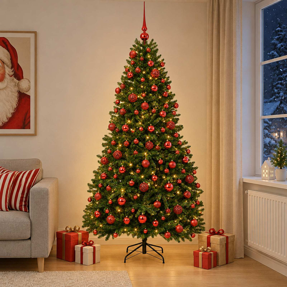 Artificial Christmas Tree Mid-green with Bauble 240 cm 300 LEDs