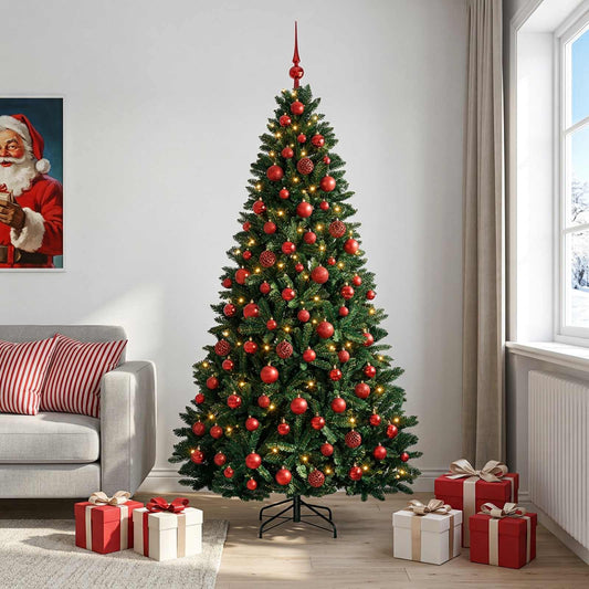 Artificial Christmas Tree Dark Green with Baubles 240 cm